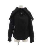 マックスマーラ MAX MARA 白タグ ショートコート アルパカ ビッグカラー 36 黒 ブラック /UO ■GY61