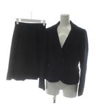 フェルゥ Feroux スーツ セットアップ 上下 テーラードジャケット シングル 総裏地 フレアスカート ひざ丈 レース リボン 2 紺 ネイビー /XZ ■GY58