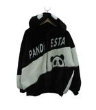  パンディエスタジャパン PANDIESTA JAPAN 切替なりきりフェイクファーパーカー ジャケット L オフホワイト 黒 ブラック パンダモチーフ 561205 /HO9 ■GY61