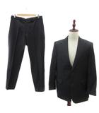 スーツ セットアップ 上下 黒 ブラック ヘリンボーン柄 テーラードジャケット シングルボタン 総裏地 ミドル丈 スラックスパンツ ロング丈 /YS22 ■GY61