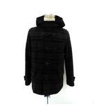 ビームスハート BEAMS HEART ダッフルコート ミドル丈 フード付き チェック柄 L 黒 ブラック チャコールグレー /HO6 ■GY61