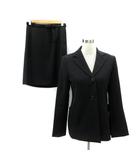 エムケー ミッシェルクラン MK MICHEL KLEIN ブラックフォーマルスーツ セットアップ 上下 テーラードジャケット ミドル丈 総裏地 シングルボタン フレアスカート ひざ丈 上 40 下38 黒 ブラック /SM11■GY61