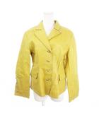 レザージャケット 上着 L 黄 イエロー からし スカラップ パンチング 長袖 シングルブレスト /MN10 ■GY61