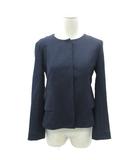 ノーカラージャケット ミドル丈 38 M 紺 ネイビー /HO13 ■GY61