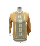 ニット セーター ウール M オレンジ 長袖 クルーネック ロゴ /HO16 ■GY61