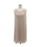 ワンピース Vネック M ピンク ノースリーブ プリーツ ミモレ丈 /HO32 ■GY61