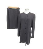 カルバンクライン CALVIN KLEIN スーツ セットアップ 上下 ノーカラージャケット ロング丈 総裏地 タイトスカート ミモレ丈 スリット 11 チャコールグレー /SY32 ■GY61