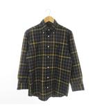 GOLF ウールシャツ ボタンダウン 長袖 チェック M 黒 ブラック ベージュ /CK13 ■GY61