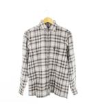 ウールシャツ レギュラー 長袖 チェック ロゴ刺繍 L グレー /CK12 ■GY61