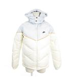 ナイキ NIKE ダウンジャケット M 水色 ライトブルー 白 ホワイト フード付き ジップアップ ロゴ /MN15 ■GY61