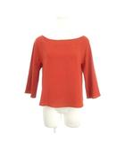 ブラウス カットソー ボートネック 七分袖 M テラコッタ オレンジ /AH8 ■GY61