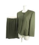 スーツ 2点セット 9AR 緑 グリーン ノーカラー 長袖 無地 /MN16 ■GY61