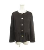 ジャケット 上着 絹 シルク 13ABR 茶 ブラウン ノーカラー 長袖 ペプラム /MN22 ■GY61
