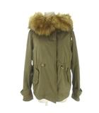 ザラウーマン ZARA WOMAN モッズコート ジャケット XS 緑 グリーン カーキ ファー付きフード 中綿ライナー付き 長袖 /AO17 ■GY61