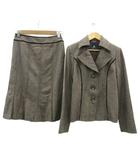 ヴォイスメール VOICEMAIL スーツ セットアップ 上下 テーラードジャケット ミドル丈 総裏地 フレアスカート ミモレ丈 36 S ブラウン /SY19 ■GY61