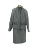 アンケート en quete スーツ セットアップ スタンドカラージャケット ミドル丈 ワンピース ノースリーブ ミモレ丈 7 グレー フリンジ /SY20 ■GY61