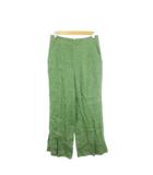 パンツ ストレート 麻 リネン フロントスリット M 緑 グリーン /AH20 ■GY61