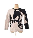 イブルース i Blues ニット セーター 長袖 総柄 M 白 ホワイト ■GY58