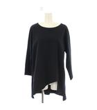 カットソー M 黒 ブラック ラウンドネック 長袖 アシンメトリーヘム /LP ■GY61