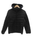 ユニクロ UNIQLO ダウンジャケット フェザー混 M 黒 ブラック フード付き 長袖 無地 /KR ■GY61