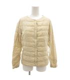 ユニクロ UNIQLO ダウンジャケット 収納袋付き M ベージュ キルティング ノーカラー 長袖 /KR ■GY61