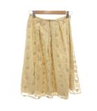 美品 台形スカート M ベージュ 花柄レース ひざ丈 /KR ■GY61