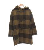 ユニクロ UNIQLO ジェイダブリューアンダーソン J.W.ANDERSON ダッフルコート ウール L ブラウン系 チェック柄 フード付き 長袖 /SC ■GY61
