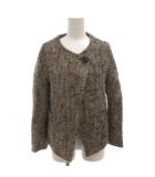 イエナ IENA ノーカラージャケット ツイード ベージュ 黒 ブラック /FF ■GY61