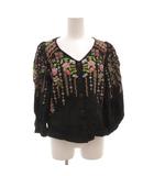 グレースコンチネンタル GRACE CONTINENTAL カーディガン 花柄 刺繍 36 黒 ブラック /FF ■GY61