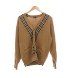 カーディガン ウール チェック柄 M 茶 ブラウン /JS ■GY61