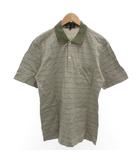 ポロシャツ 40 カーキ色 ストライプ柄 ポロカラー 半袖 /SJ ■GY61