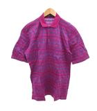 美品 ポロシャツ L ピンク 半袖 ストライプ柄 幾何学模様 /SJ ■GY61