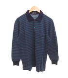 美品 ポロシャツ ウール 42 緑 グリーン 長袖 ポロカラー 総柄 /SJ ■GY61