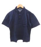 美品 ポロシャツ 42 紺 ネイビー 無地 襟付き 半袖 胸ポケット /SJ ■GY61