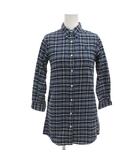 ラルフローレン RALPH LAUREN 美品 シャツワンピース 140 青 ブルー チェック柄 ボタンダウンカラー 長袖 ひざ丈 /SJ ■GY61