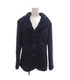 ジャケット ウール M 紺 ネイビー 花柄 ショールカラー 長袖 /KR ■GY61