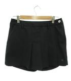 デサント DESCENTE ゴルフ キュロット ショートパンツ プリーツ ロゴワッペン M 黒 ブラック /YJ ■GY61