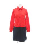 アディダス adidas 美品 シャツワンピース ゴルフ S/P 赤 レッド 紺 ネイビー 長袖 /NL ■GY61