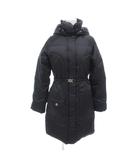 ダウンコート ミドルハーフ丈 XS 黒 ブラック フード付き ベルト付き /NL ■GY61