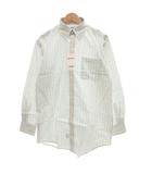 ミキハウス mikihouse タグ付き シャツ 長袖 ストライプ L 白 ホワイト 緑 グリーン /JS ■GY61