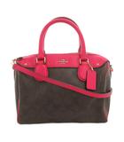 コーチ COACH ハンドバッグ ショルダー 2WAY PVC シグネチャー ピンク 茶 ブラウン /FF ■GY61