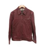 バーバリーブラックレーベル BURBERRY BLACK LABEL レザージャケット ライダース シングル ゴートレザー M 赤 レッド ボルドー /JS ■GY61