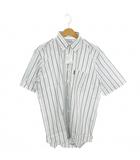 バーバリーズ Burberrys シャツ LY 白 ホワイト 青 ブルー ストライプ柄 半袖 ボタンダウンカラー /MN17 ■GY61
