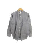 バーバリーズ Burberrys シャツ LY 紺 ネイビー ストライプ柄 バンドカラー 長袖 /MN30 ■GY61