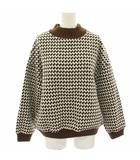 オリーブデオリーブ OLIVE des OLIVE ニット セーター 長袖 千鳥格子柄 総柄 F 茶 ブラウン 白 ホワイト 36620 /YT ■GY61