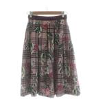 エフデ ef-de フレアスカート ひざ丈 チェック柄 花柄 プリント 7 ピンク マルチカラー /KU ■GY61