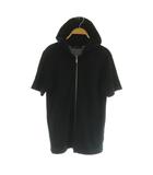 コムサメン COMME CA MEN 半袖パーカー ジップアップ 総柄 M ブラック /MY ■OS ■GY61