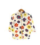 シップスジェネラルサプライ SHIPS GENERAL SUPPLY フラワープリントシャツ 七分袖 S 白 マルチカラー /CX ■GY66