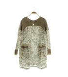 フラボア FRAPBOIS ミニワンピース 長袖 中綿 総柄 ラメニット 切替 1 ベージュ /MY ■OS ■GY58