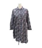 シャツワンピース ひざ丈 M マルチカラー 小花柄 長袖 /SY16 ■GY58